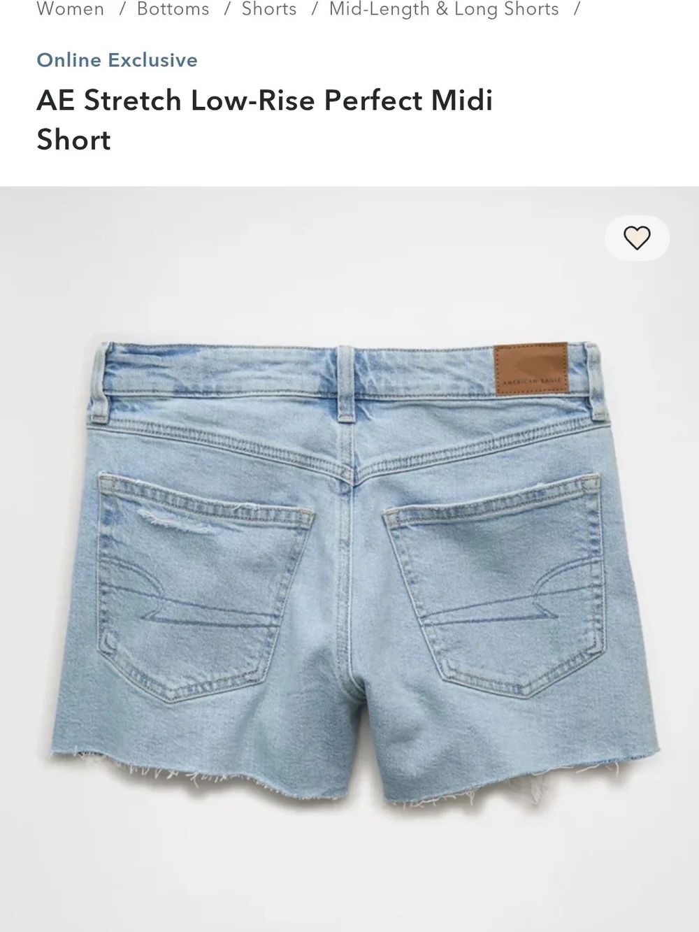 American Eagle Outfitters Light Blue Stretch Low-Rise Midi Denim Shorts(442)